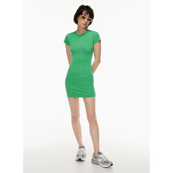 NWT Aritzia WILFRED FREE Go-To Grey Ribbed Jersey Mini T-Shirt Dress, Size M - Picture 9 of 13